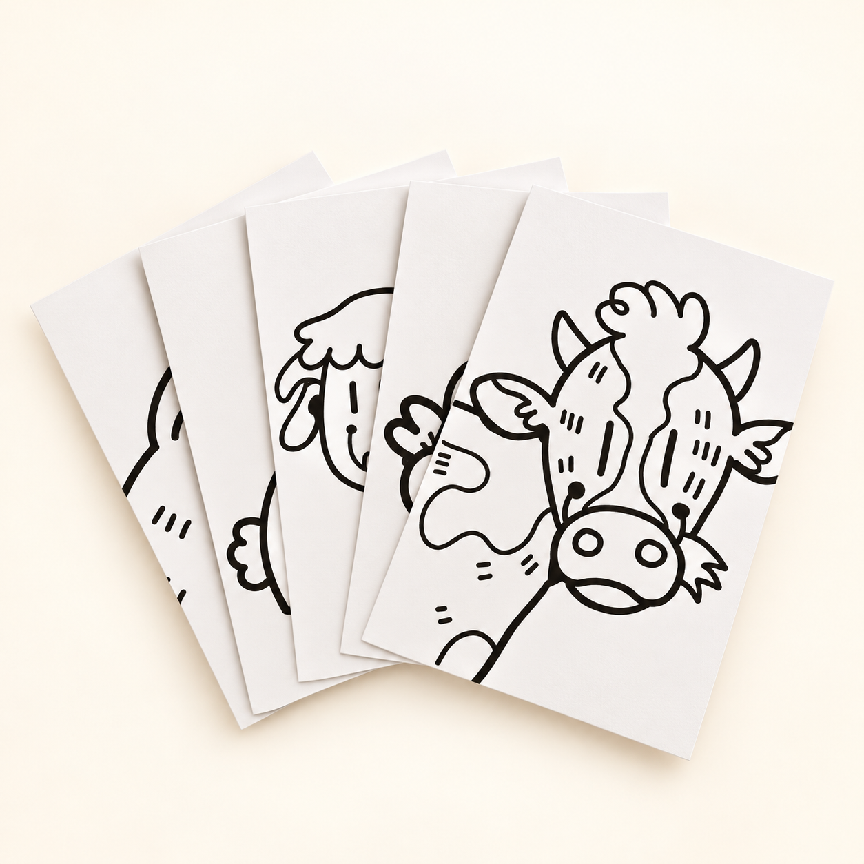 Farm animal colouring cards